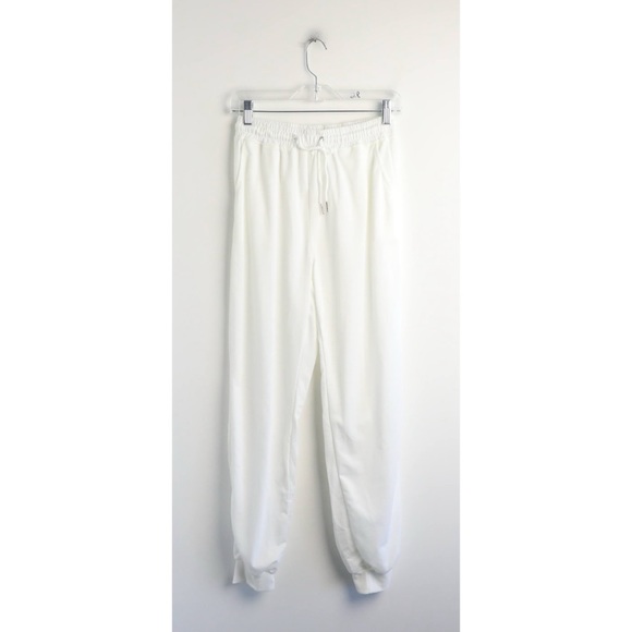 NWT White Two Piece Coord Set Long Sleeve cropped hoodie joggers sweat pants M - Picture 5 of 11